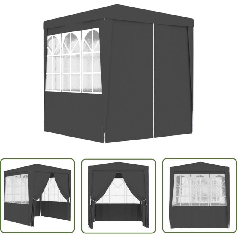 The Living Store - Tente de réception et parois latérales 2x2 m Anthracite 90 g/m² - Tente De Réception - Abri Jardin - Gazebo - Parasol - Auvent