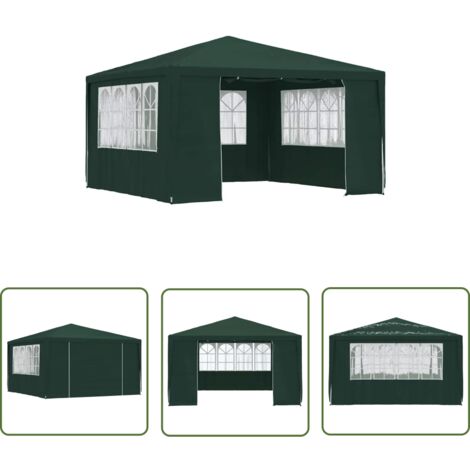 The Living Store Tente de réception et parois latérales 4x4 m Vert 90 g/m² - Tente De Réception - Abri Jardin - Gazebo - Auvent - Parasol