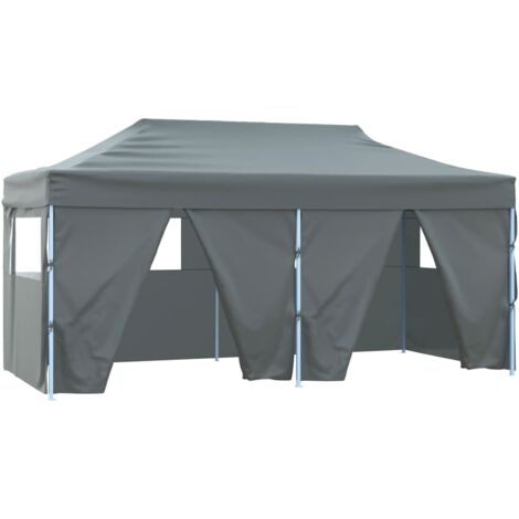 The Living Store Tente de réception pliable avec 4 parois 3x6 m Acier Anthracite - Tents De Réception - Abri Extérieur - Auvent Pliable - Chapiteau Jardin - Événement En Plein Air