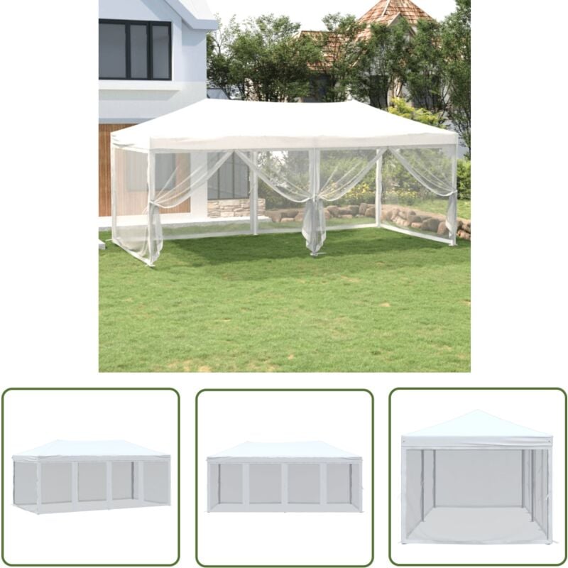 The Living Store - Tente de réception pliable avec parois Blanc 3x6 m - Tents De Jardin - Abri Jardin - Gazebo - Parasol - Chapiteau Pliables