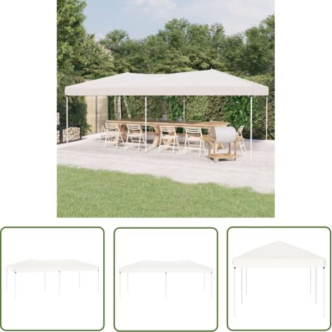The Living Store Tente de réception pliable Blanc 3x6 m - Tente De Réception - Abri Extérieur - Parasol - Gazebo - Chapiteau Pliante