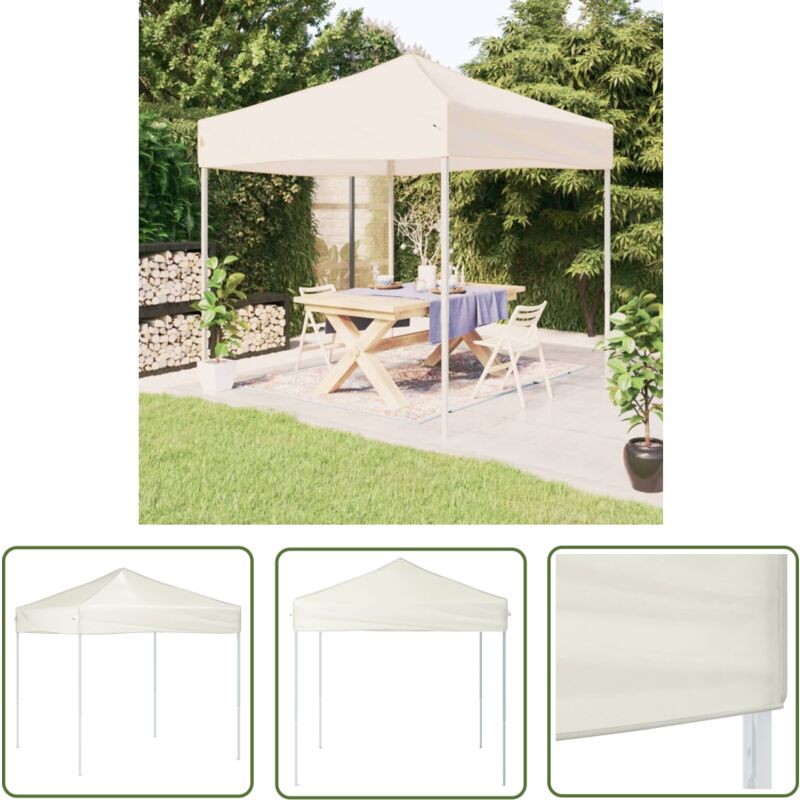 The Living Store Tente de réception pliable Crème 2x2 m - Tente Pliante - Gazebo - Parasol - Abri Solaire - Événement Extérieur