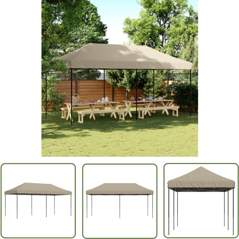 The Living Store - Tente de réception pliable escamotable taupe 580x292x315 cm - Tente De Réception - Abri Extérieur - Gazebo - Tente Pliante - Tente