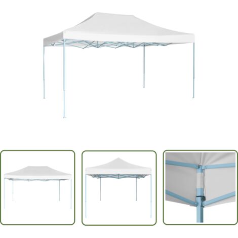 The Living Store Tente de réception pliable professionnelle 3x4 m Acier Blanc - Tente De Réception - Auvent Extérieur - Abri Jardin - Parasol - Événement En Plein Air