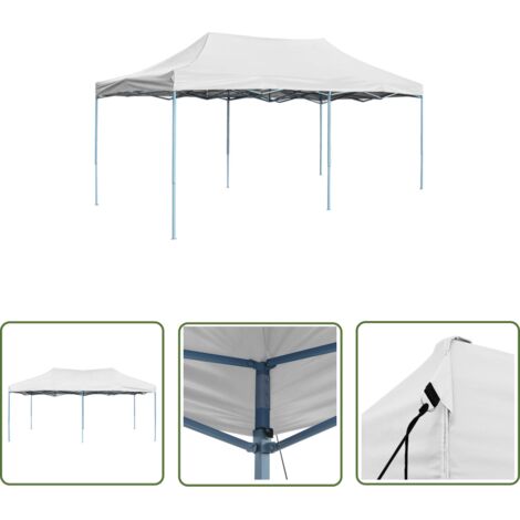 The Living Store Tente de réception pliable professionnelle 3x6 m Acier Blanc - Tents De Réception - Abri Extérieur - Tonnelles De Jardin - Tentes Pliantes - Événement En Plein Air