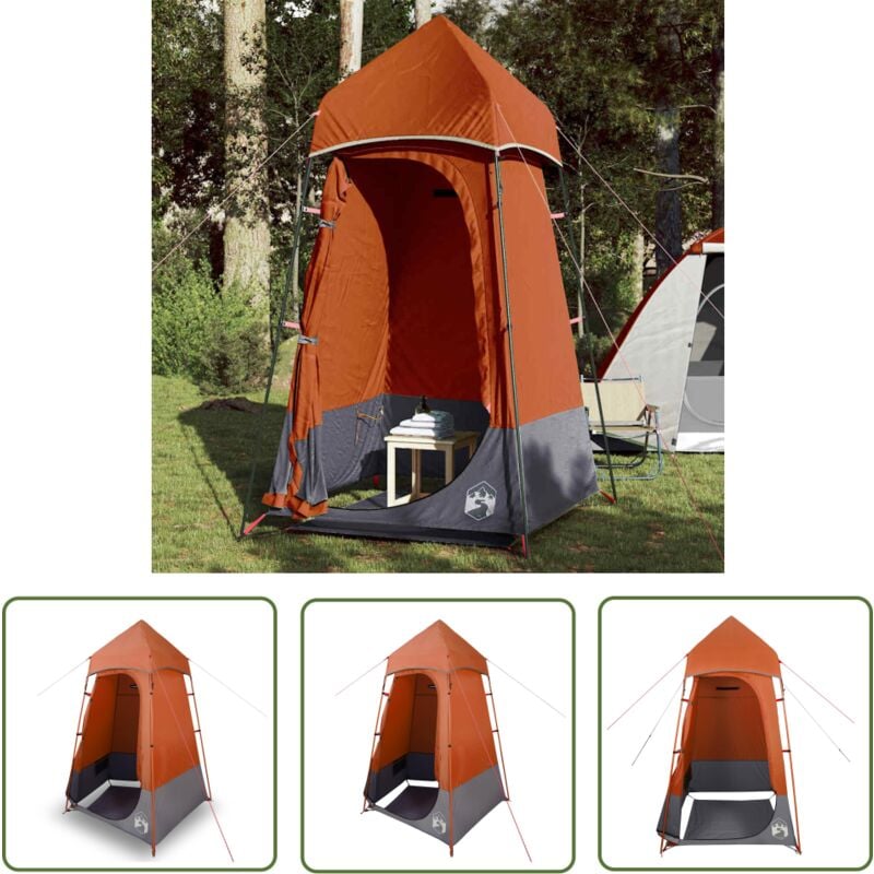 Tente de toilette gris et orange imperméable - Tente De Toilette - Tente De Camping - Tente Imperméable - Tente Extérieure - Abri Extérieur - The