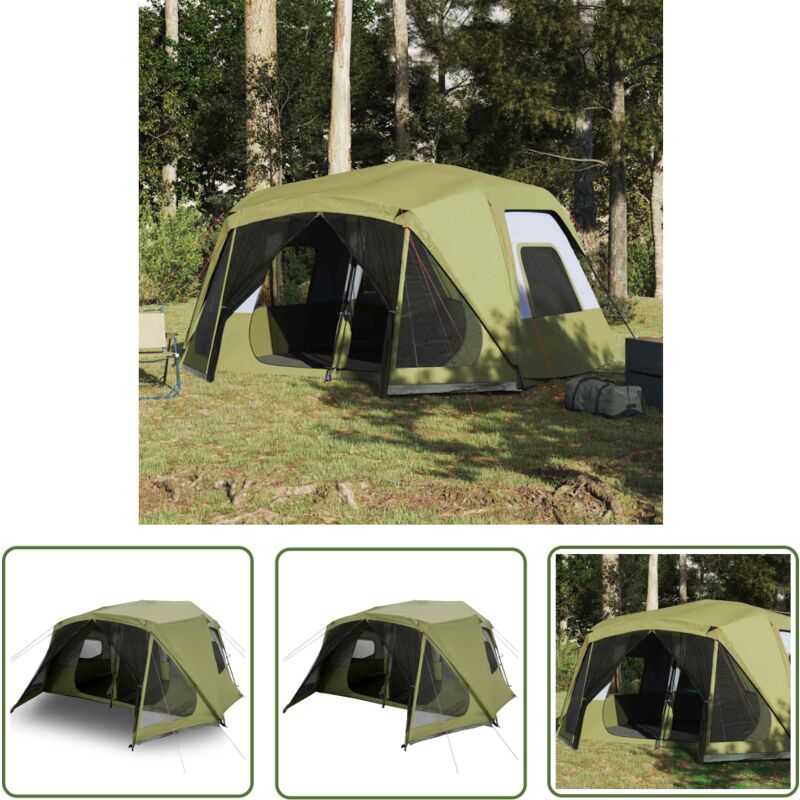 Tente familiale 10 personnes vert libération rapide imperméable - Tente Famille - Tente Camping - Tente Verte - Tente Imperméable - Tente Résistant