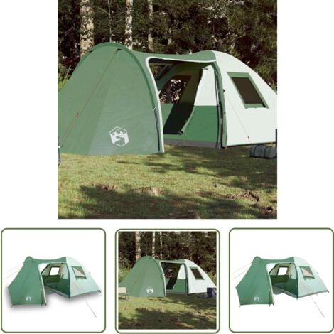 The Living Store Tente familiale à dôme 6 personnes vert imperméable - Tente Famille - Tente Camping - Tente Dome - Tente Imperméable - Tente Verte