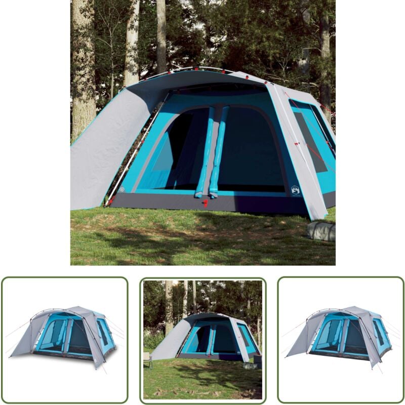 Tente familiale avec porche 9 personnes bleu dégagement rapide - Tentes Familiales - Tente De Camping - Tente Imperméable - Tente Résistant Au Vent