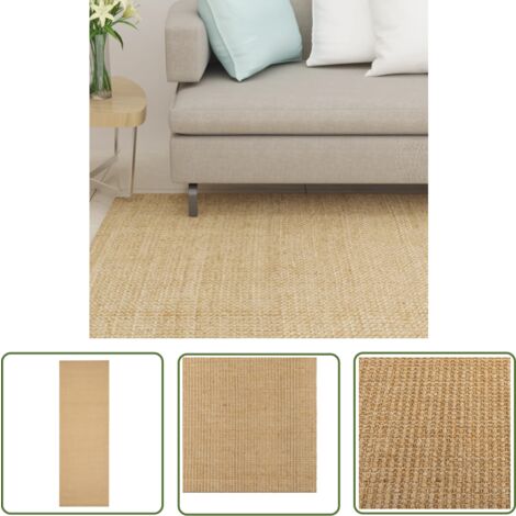 The Living Store Teppich Natur Sisal 66x200 cm - Sisalteppich - Naturfaser - Wohnzimmerteppich - Flurmatten - Wohnraumdekoration