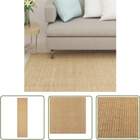 The Living Store Teppich Natur Sisal 66x250 cm - Sisalteppich - Naturfaser - Wohnraumteppich - Wohnzimmerteppich - Flurmatten