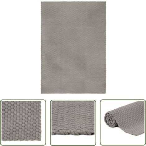 The Living Store Teppich Rechteckig Grau 200x300 cm Baumwolle - Baumwollteppich - Grauer Teppich - Wohnteppich - Flurmatten - Wohnzimmerteppich