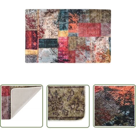 The Living Store Teppich Waschbar Patchwork Mehrfarbig 160x230 cm Rutschfest - Samt Teppich - Wohnzimmer Teppich - Flur Teppich - Schlafzimmer Teppich - Multifarben Teppich