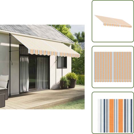 The Living Store Tessuto di Ricambio per Tenda Strisce Multicolore 3,5x2,5 m - Tende da sole multicolore