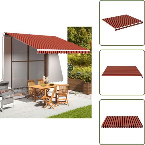 The Living Store Tessuto di Ricambio Tenda da Sole Arancione e Marrone 4x3,5 m - Tessuto da tenda