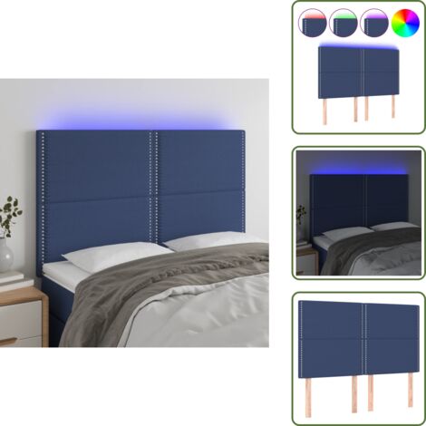 The Living Store Testiera a LED Blu 144x5x118/128 cm in Tessuto - Testiera per letto
