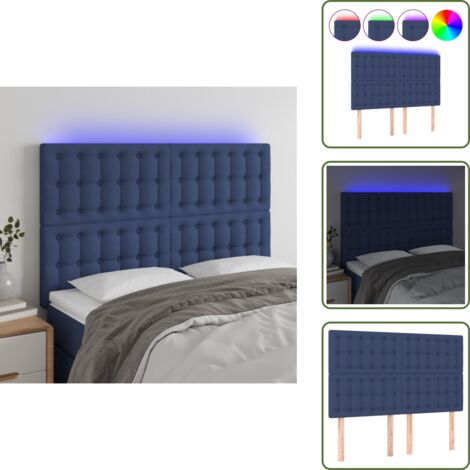 The Living Store Testiera a LED Blu 144x5x118/128 cm in Tessuto - Testiera per letto