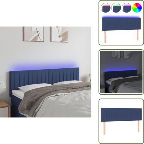 The Living Store Testiera a LED Blu 144x5x78/88 cm in Tessuto - Testiera per letto