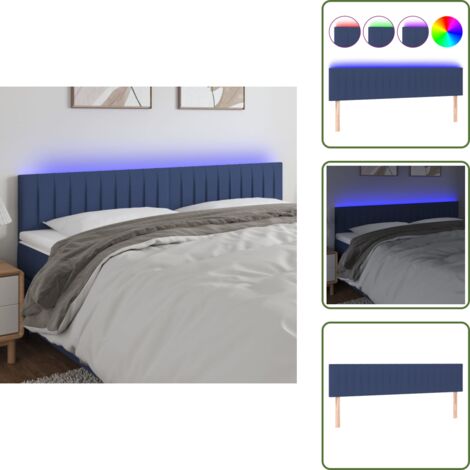 The Living Store Testiera a LED Blu 160x5x78/88 cm in Tessuto - Testiera per letto