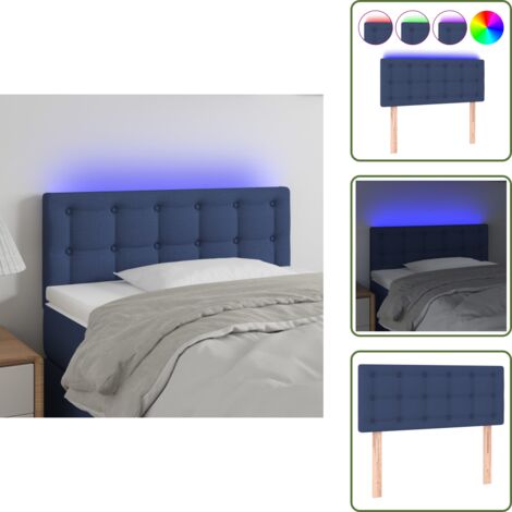 The Living Store Testiera a LED Blu 80x5x78/88 cm in Tessuto - Testiera per letto