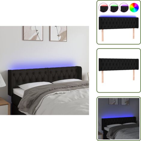 The Living Store Testiera a LED Nera 163x16x78/88 cm in Tessuto - Testiera in tessuto