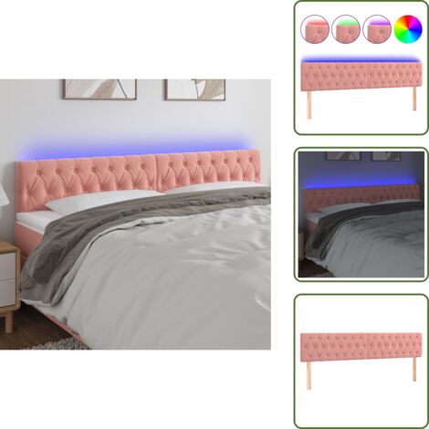 The Living Store Testiera a LED Rosa 180x7x78/88 cm in Velluto - Velluto Rosa