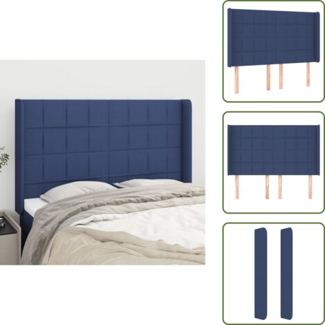 The Living Store Testiera ad Orecchio Blu 147x16x118/128 cm in Tessuto - Testiera ad orecchio