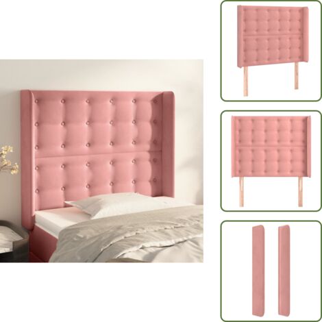 The Living Store Testiera ad Orecchio Nera 103x16x118/128 cm in Velluto - Testiera ad orecchio