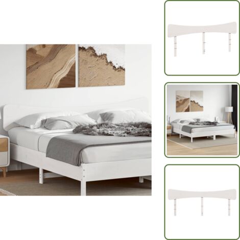 The Living Store Testiera Bianca 200 cm in Legno Massello di Pino - Testiera in pino
