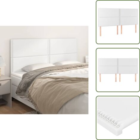 The Living Store Testiera Bianca 200x5x118/128 cm in Similpelle - Testiera in similpelle