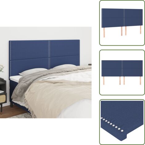 The Living Store Testiera Blu 200x5x118/128 cm Tessuto - Testiera in tessuto