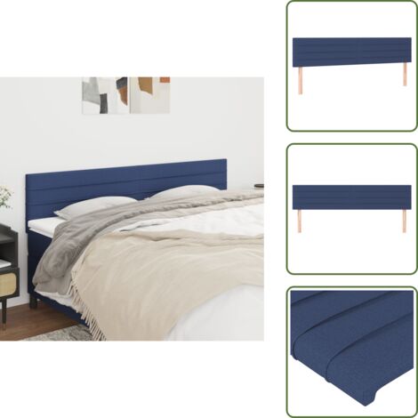 The Living Store Testiera Blu 200x5x78/88 cm in Tessuto - Testiera letto in tessuto
