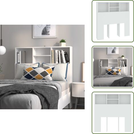 The Living Store Testiera con Contenitore Bianco 100x19x103,5 cm - Testiera da camera da letto
