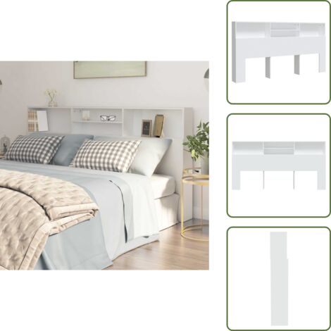 The Living Store Testiera con Contenitore Bianco 200x19x103,5 cm - Testiera da camera