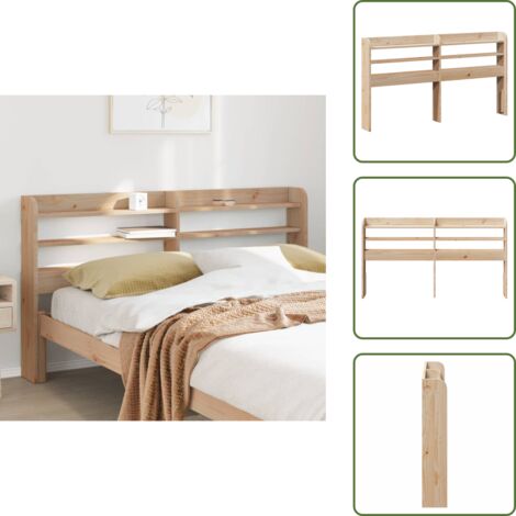 The Living Store Testiera con Ripiani 120 cm in Legno Massello di Pino - Ripiani