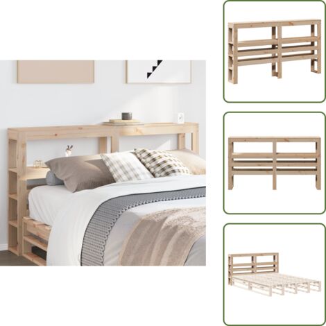 The Living Store Testiera con Ripiani 120 cm in Legno Massello di Pino - Ripiano in legno