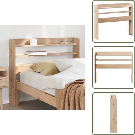 The Living Store Testiera con Ripiani 90 cm in Legno Massello di Pino - Testiera con ripiani