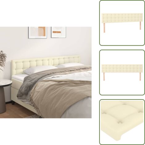 The Living Store Testiera Crema 200x5x78/88 cm in Similpelle - Testiera in similpelle