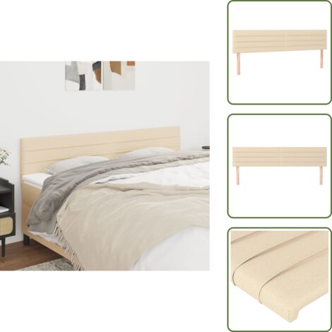The Living Store Testiera Crema 200x5x78/88 cm in Tessuto - Testiera letto in tessuto