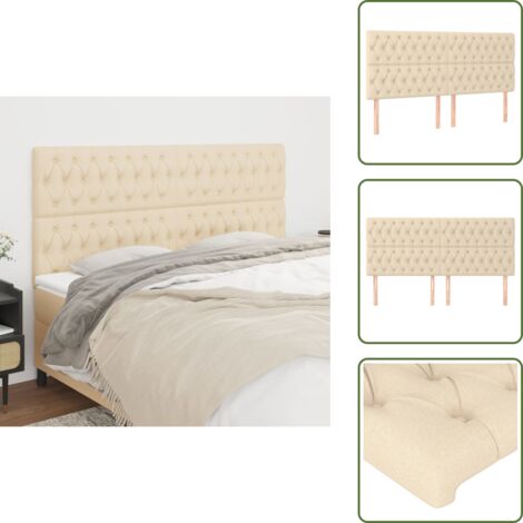 The Living Store Testiera Crema 200x7x118/128 cm Tessuto - Testiera in tessuto