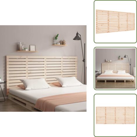 The Living Store Testiera da Parete 186x3x91,5 cm in Legno Massello di Pino - Testiera da letto in pino