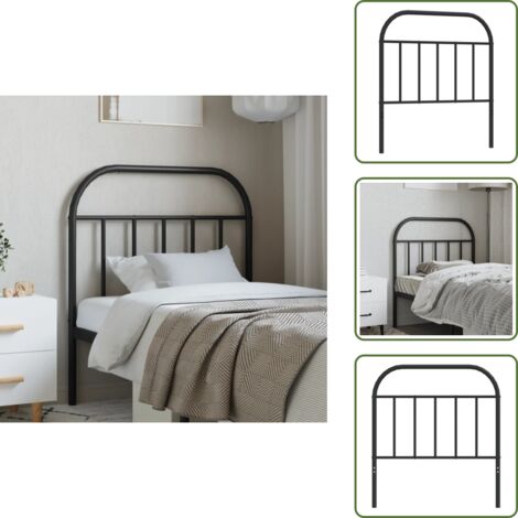The Living Store Testiera di Ricambio in Metallo Nero 80 cm - Testiera in acciaio
