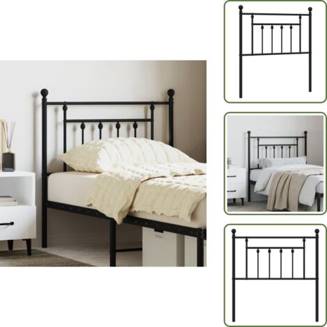 The Living Store Testiera di Ricambio in Metallo Nero 80 cm - Testiera per letto