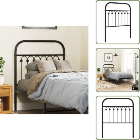 The Living Store Testiera di Ricambio in Metallo Nero 80 cm - Testiera per letto