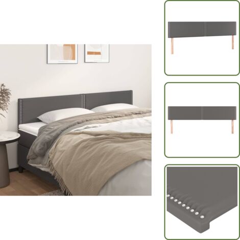 The Living Store Testiera Grigio 200x5x78/88 cm in Similpelle - Testiera in similpelle