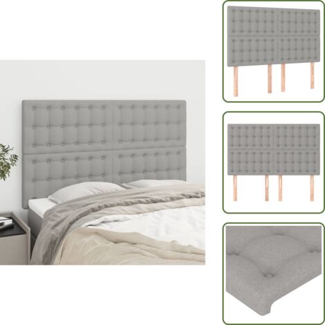 The Living Store Testiera Grigio Chiaro 144x5x118/128 cm Tessuto - Testiera letto grigia