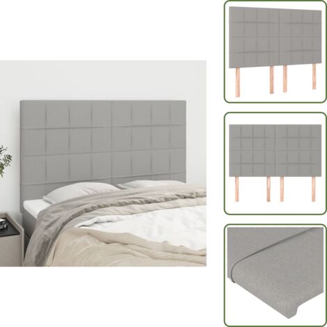 The Living Store Testiera Grigio Chiaro 144x5x118/128 cm Tessuto - Testiera letto grigia