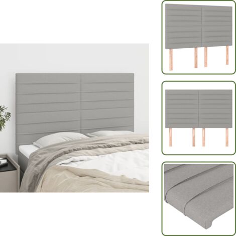 The Living Store Testiera Grigio Chiaro 144x5x118/128 cm Tessuto - Testiera letto grigia