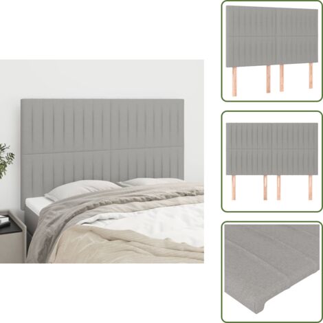 The Living Store Testiera Grigio Chiaro 144x5x118/128 cm Tessuto - Testiera letto grigia