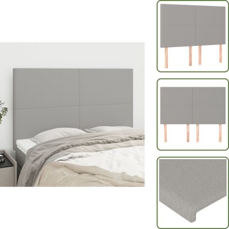 The Living Store Testiera Grigio Chiaro 144x5x118/128 cm Tessuto - Testiera letto grigia
